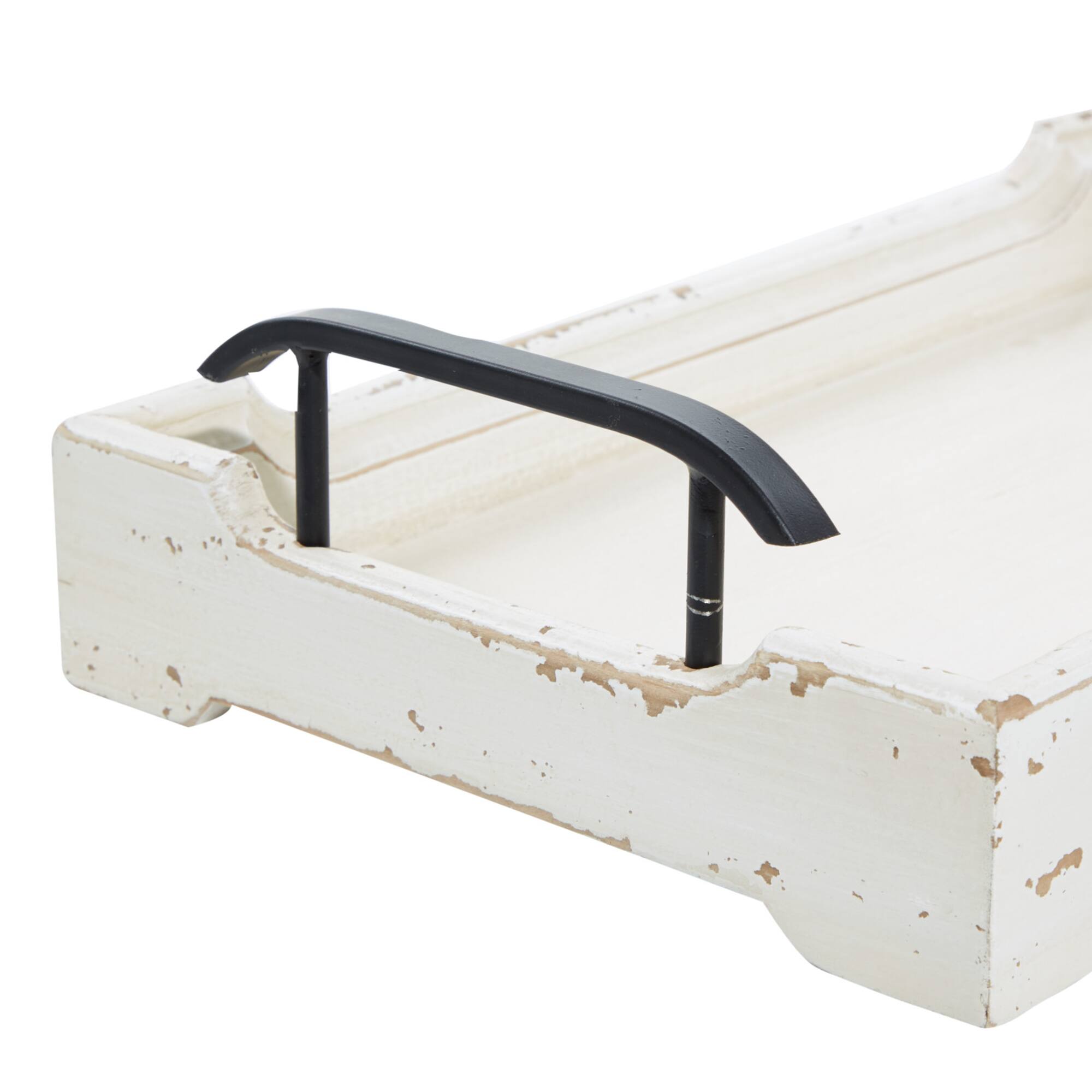 White Wood Traditional Tray Set